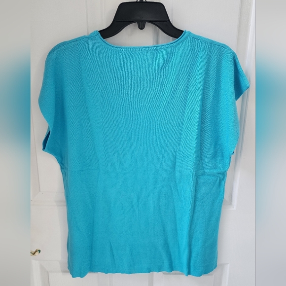 NWOT Women's 2 Piece Knit Pants Set Short Sleeve Blouse Wide Leg Outfit Size L - Picture 3 of 3